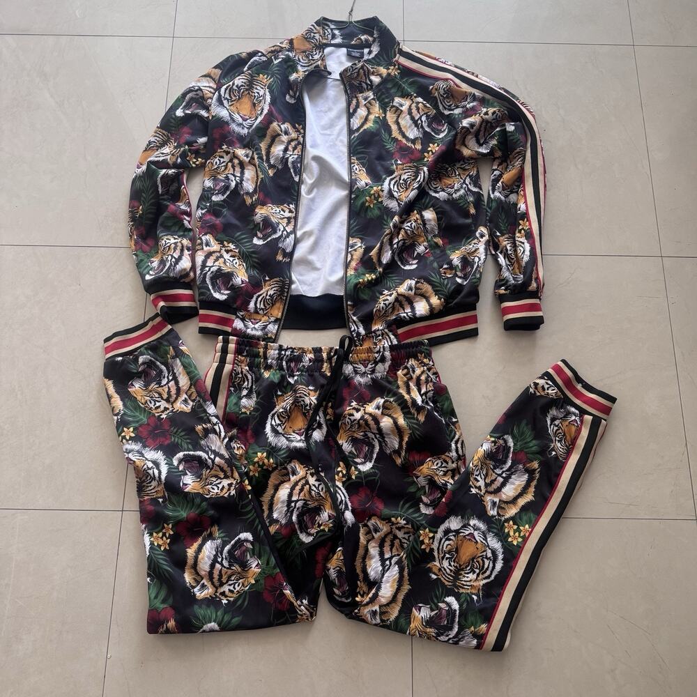 G-Style USA L Tiger Print Tracksuit – Jacket & Pants Set